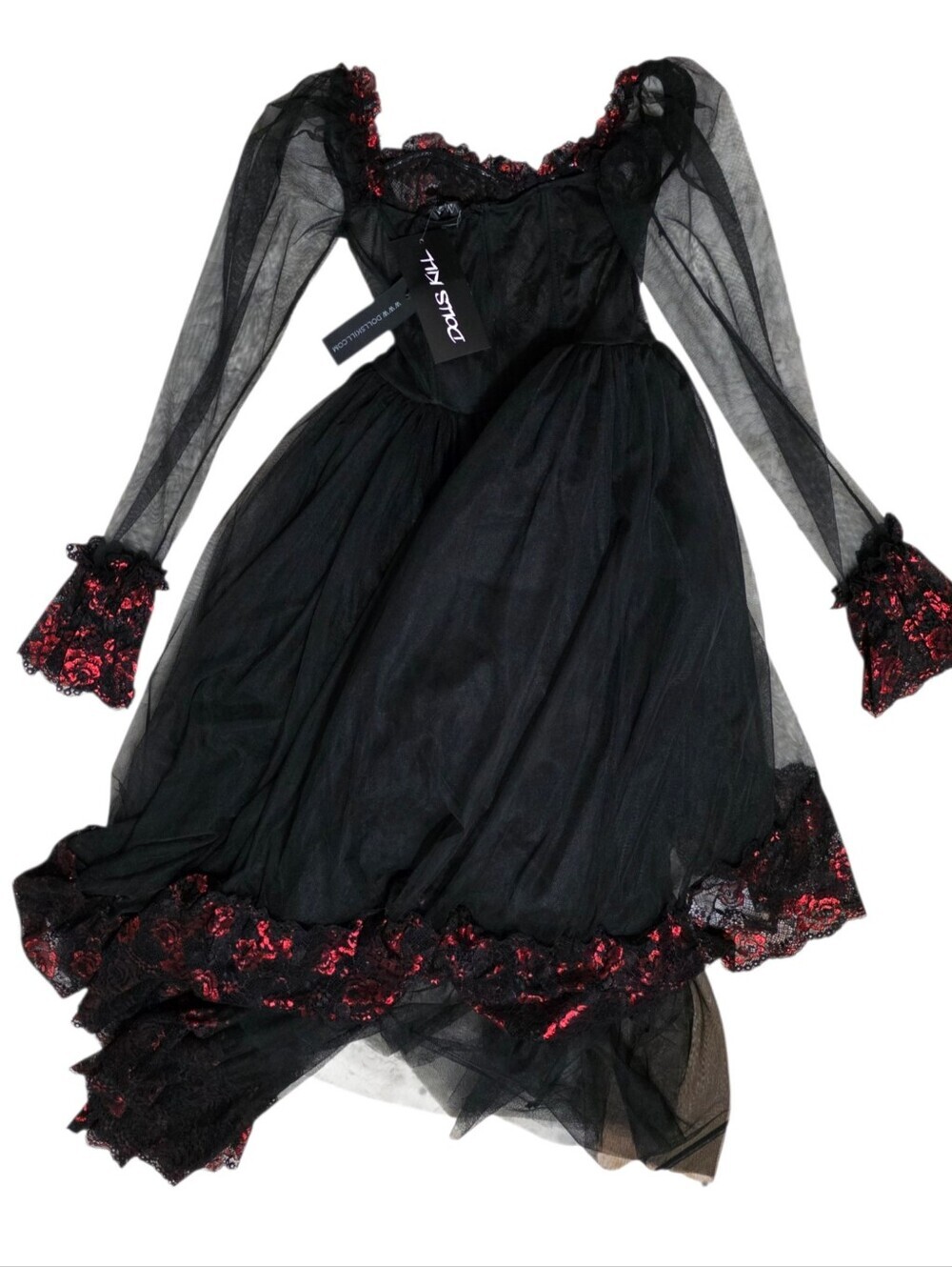 Dolls Kill Widow Dance With Death High Low Dress - Picture 3 of 4